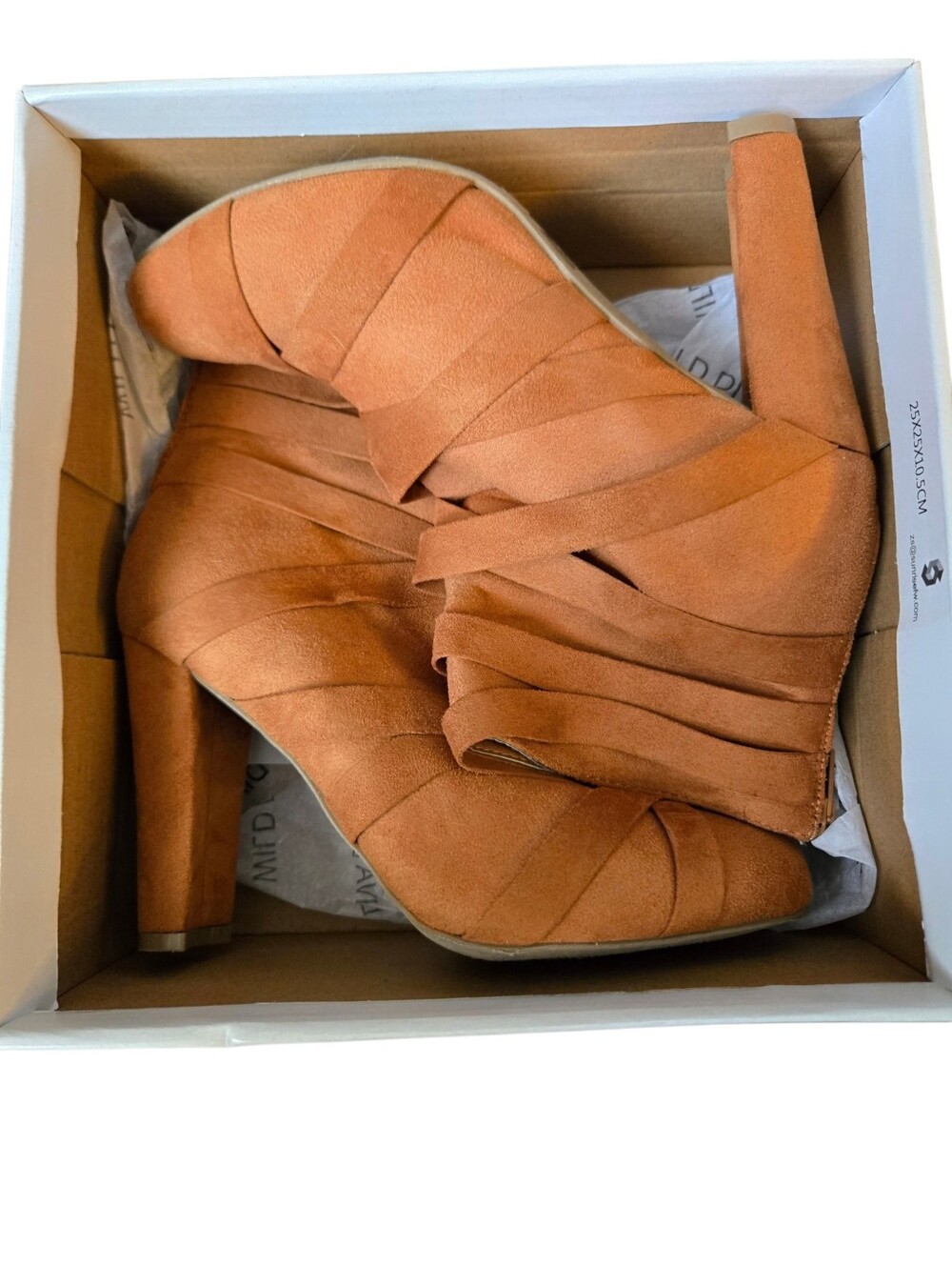 Wild Diva Amaya Whisky Strappy Suede Ankle Booties Heels Size 7